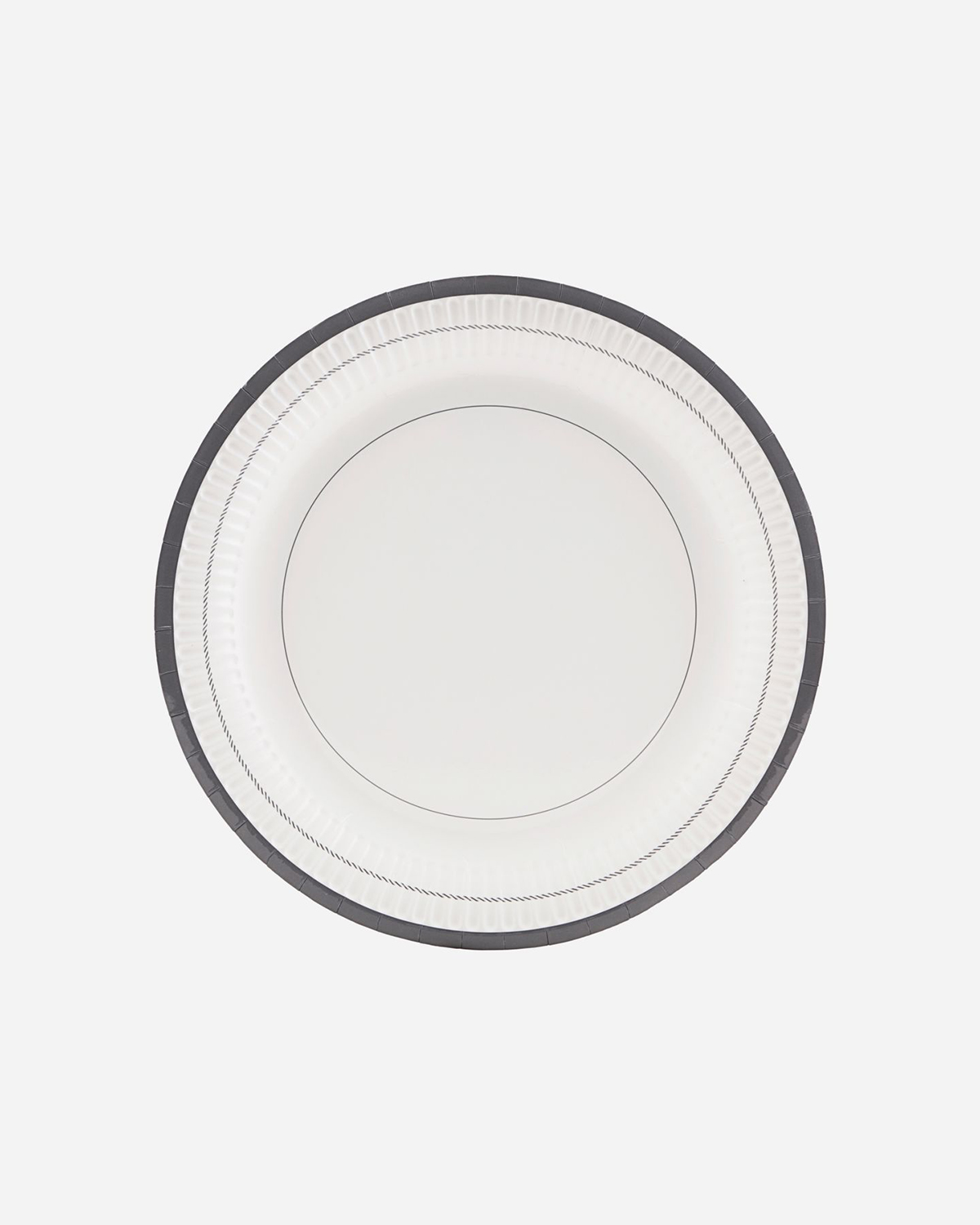 Paper plate, Stripe, Grey, Pack of 12 pcs