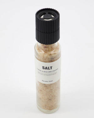 Salt, Garlic & Red Pepper, 325 g Salt, Garlic & Red Pepper, 325 g.