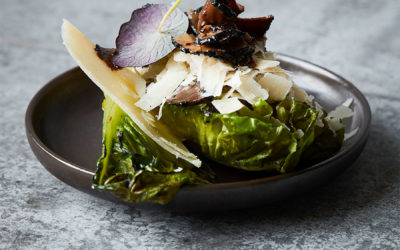 Baby romaine lettuce with parmesan and summer truffle
