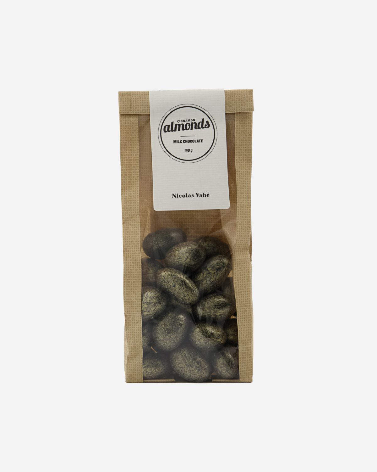 Chocolate covered almonds w. cinnamon, 190 g.