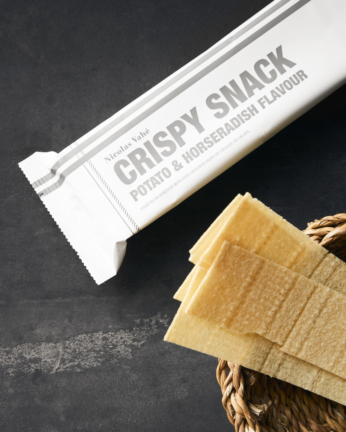 Crispy snack, Potato & Horseradish, 75 g Crispy snack, Potato & Horseradish, 75 g.