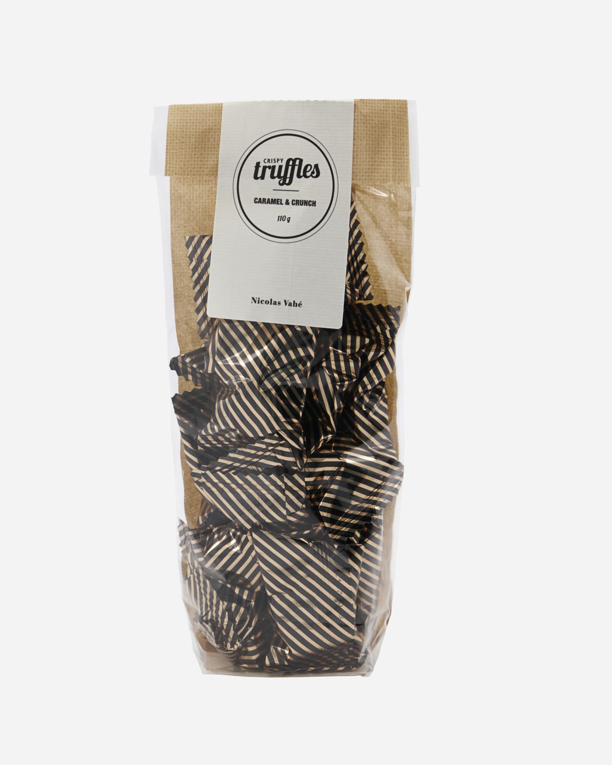 Cocoa truffle with caramel and crunch, 110 g.