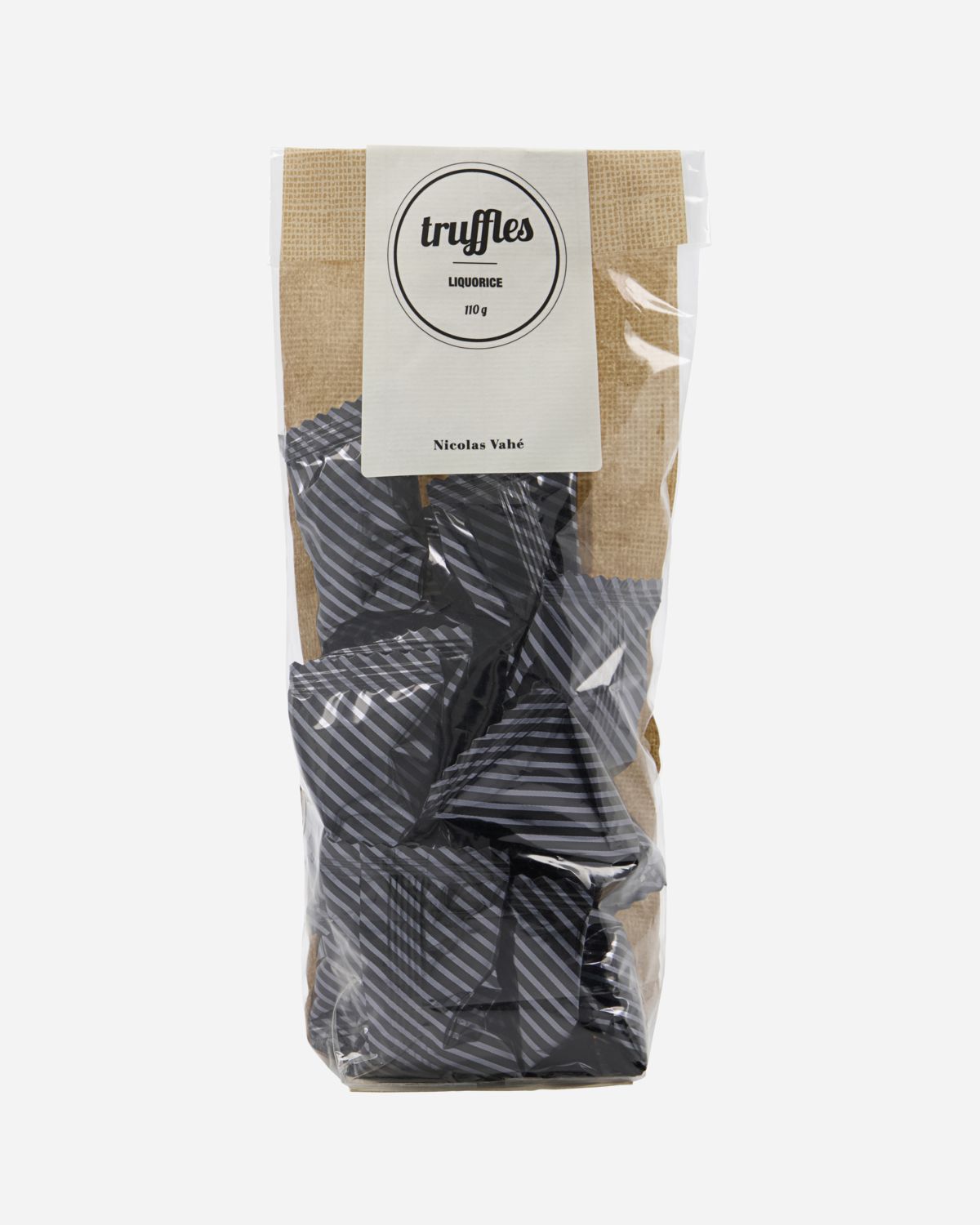 Cocoa truffle with liquorice flavour, 110 g.